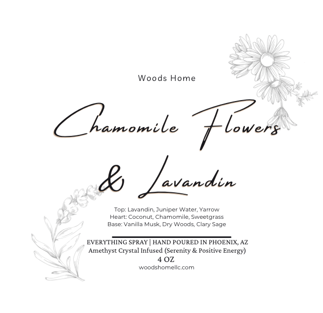 Chamomile Flower & Lavandin — Amethyst Crystal-Infused Aromatherapy Spray