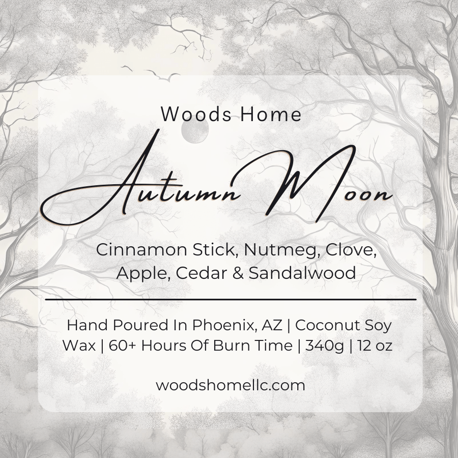 Autumn Moon Wooden Wick Candle 12oz - Soy Coconut Wax