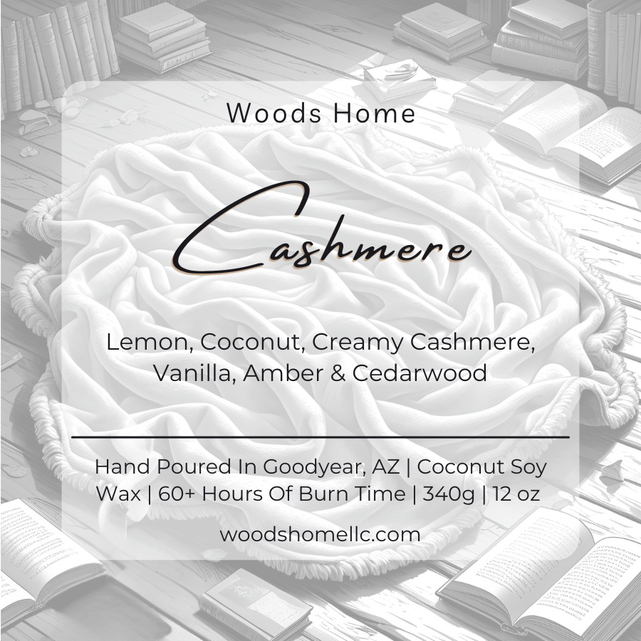 Cashmere Wooden Wick Candle 12oz - Soy Coconut Wax