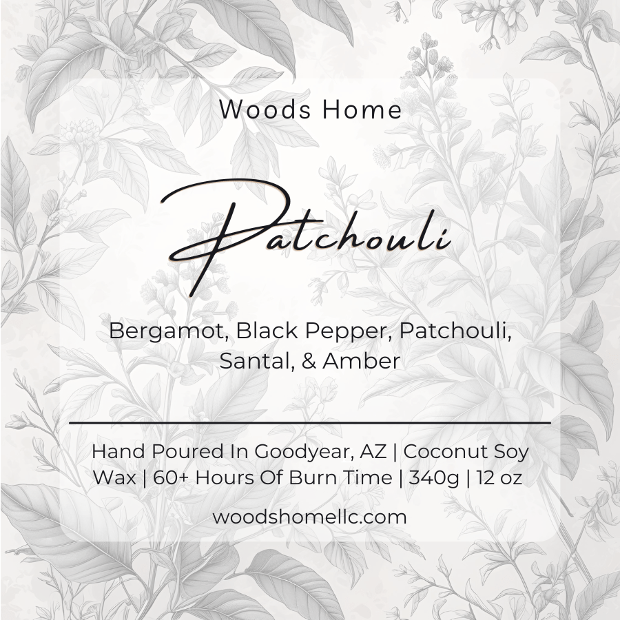 Patchouli Wooden Wick Candle 12oz - Soy Coconut Wax
