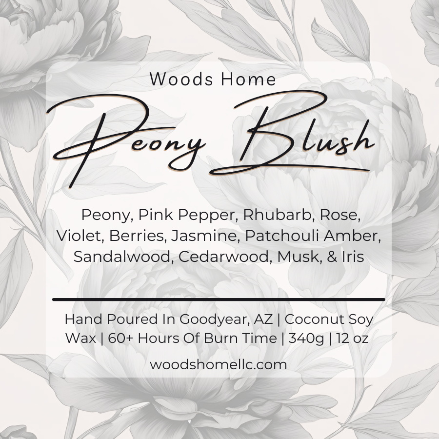 Peony Blush Wooden Wick 12oz