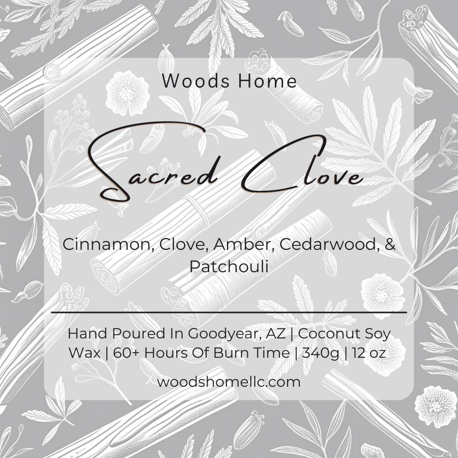 Sacred Clove Wooden Wick Candle 12oz - Soy Coconut Wax