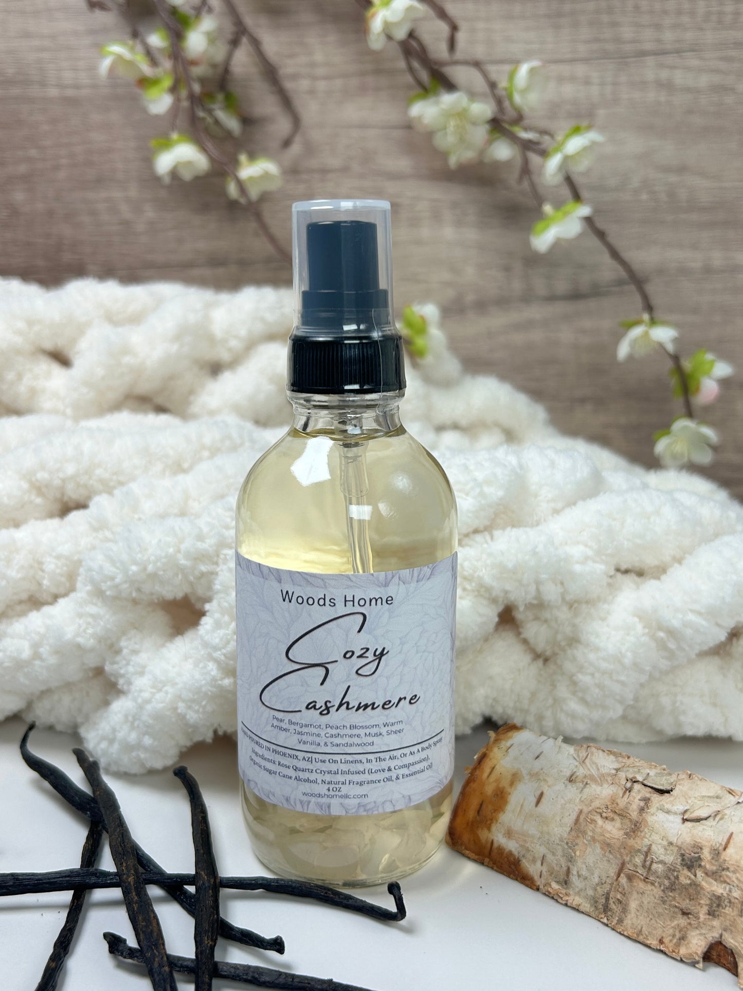 Cozy Cashmere — Rose Quartz Crystal-Infused Aromatherapy Spray