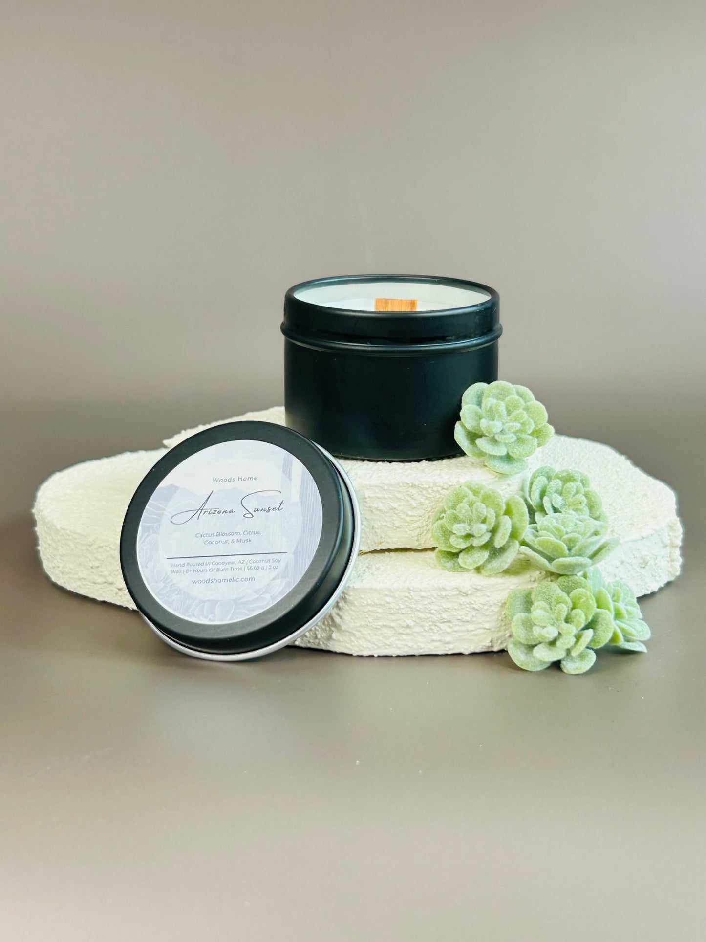 Arizona Sunset Wooden Wick Candle 2oz - Soy Coconut Wax