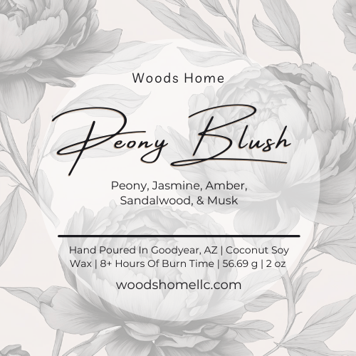 Peony Blush Wooden Wick Candle 2oz - Soy Coconut Wax