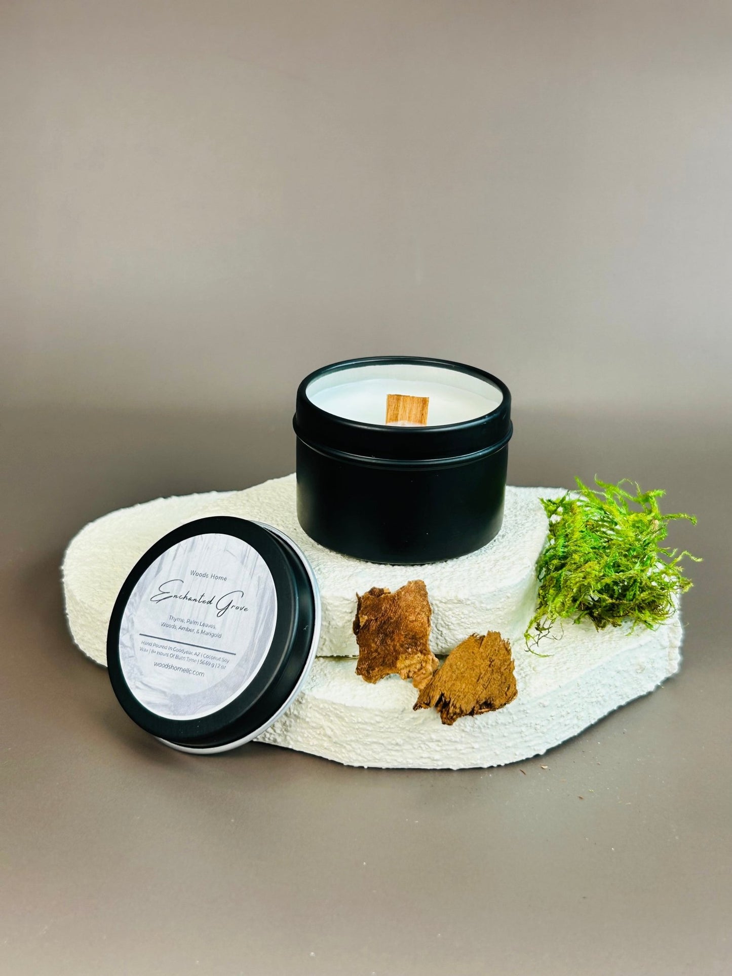 Enchanted Grove Wooden Wick Candle 2oz - Soy Coconut Wax