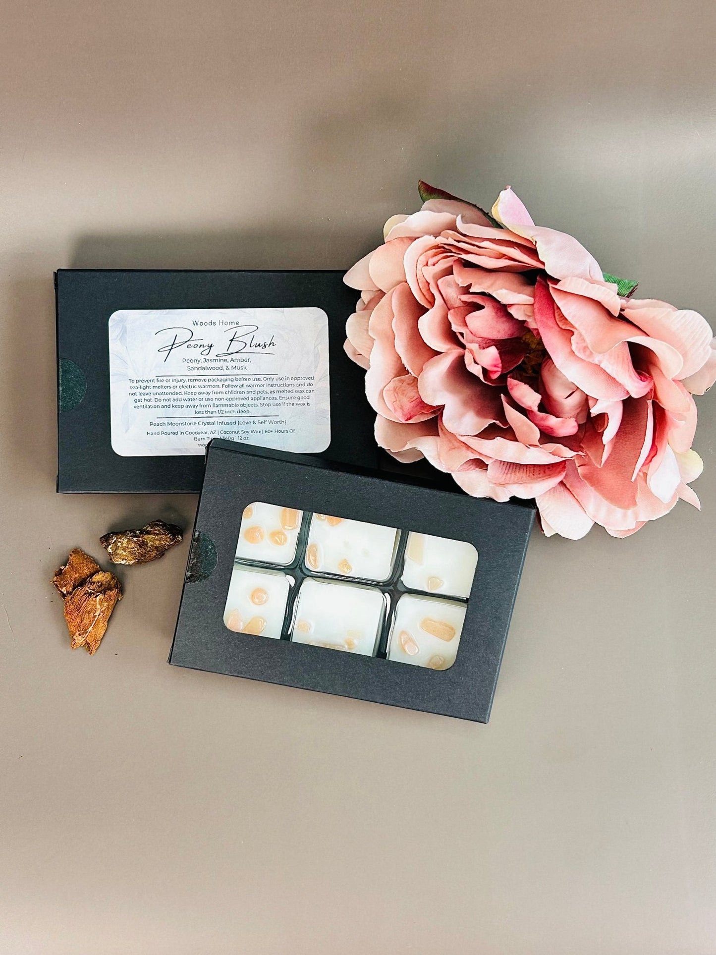 Peony Blush Crystal-Infused Wax Melt - Soy Coconut Wax