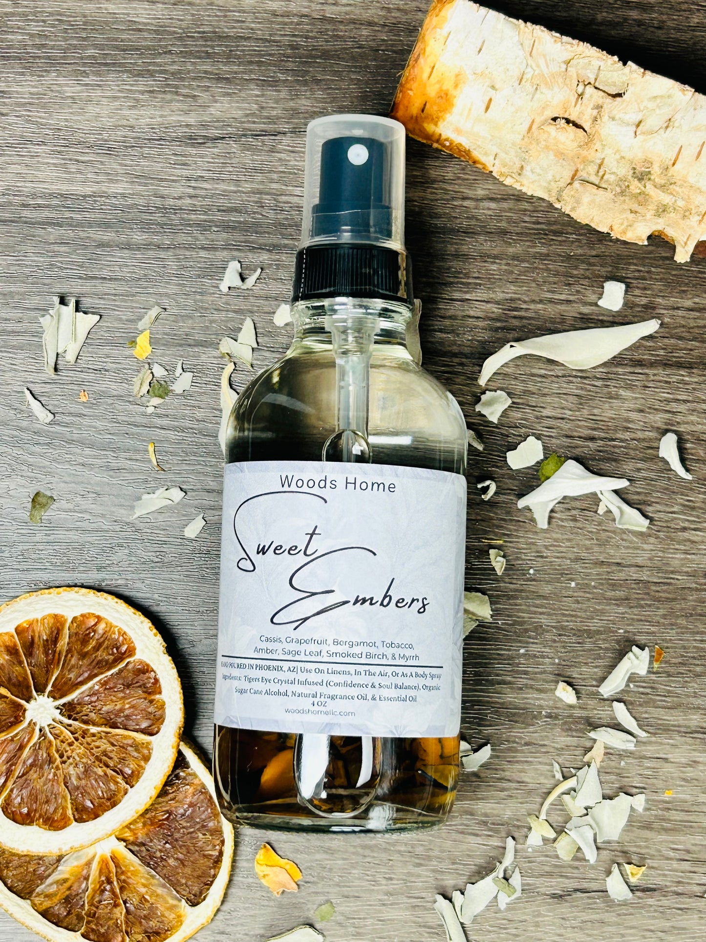 Sweet Embers — Tiger Eye Crystal-Infused Aromatherapy Spray