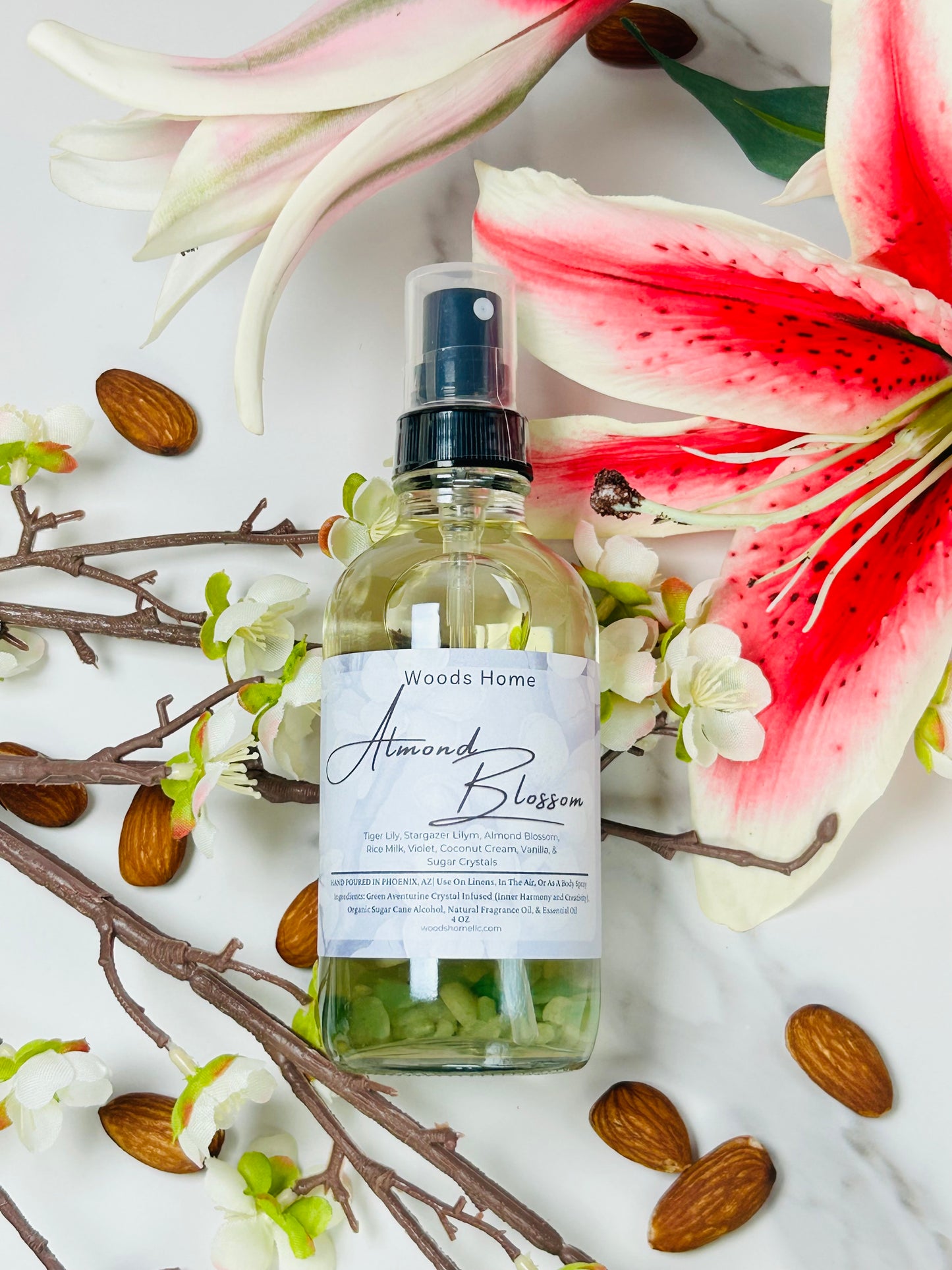 Almond Blossom — Green Aventurine Crystal-Infused Aromatherapy Spray