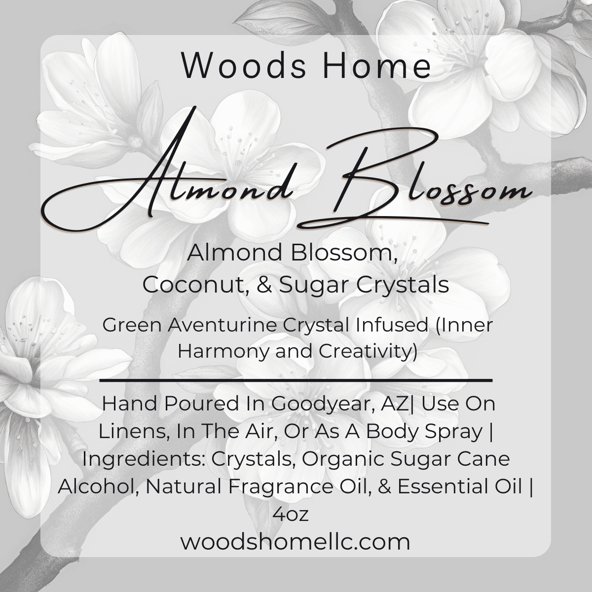 Almond Blossom — Green Aventurine Crystal-Infused Aromatherapy Spray