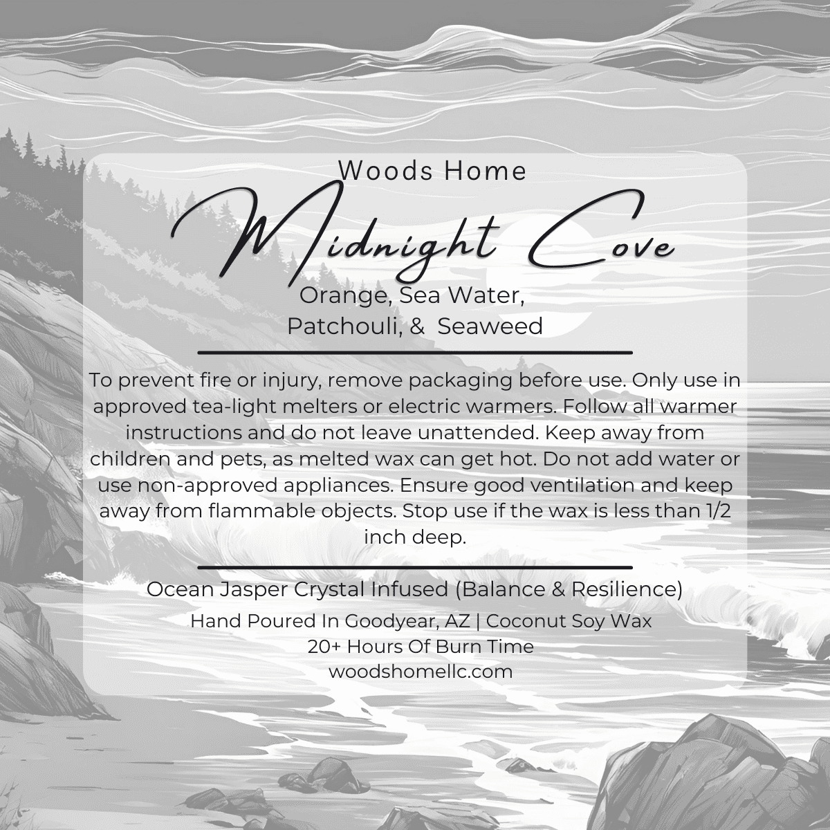 Midnight Cove Crystal-Infused Wax Melt - Soy Coconut Wax