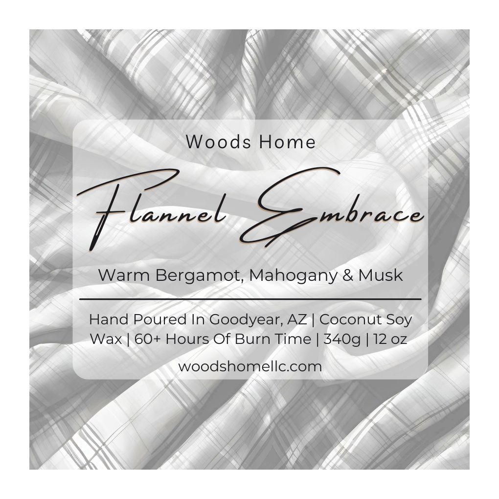 Flannel Embrace Wooden Wick Candle 12oz - Soy Coconut Wax