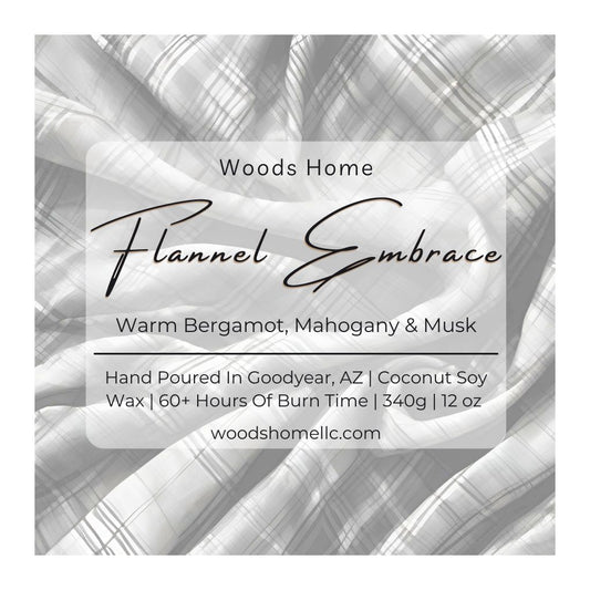 Flannel Embrace Wooden Wick Candle 12oz - Soy Coconut Wax