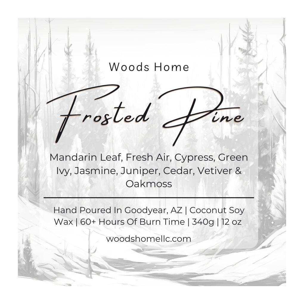 Frosted Pine Wooden Wick Candle 12oz - Soy Coconut Wax