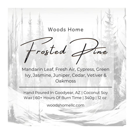 Frosted Pine Wooden Wick Candle 12oz - Soy Coconut Wax