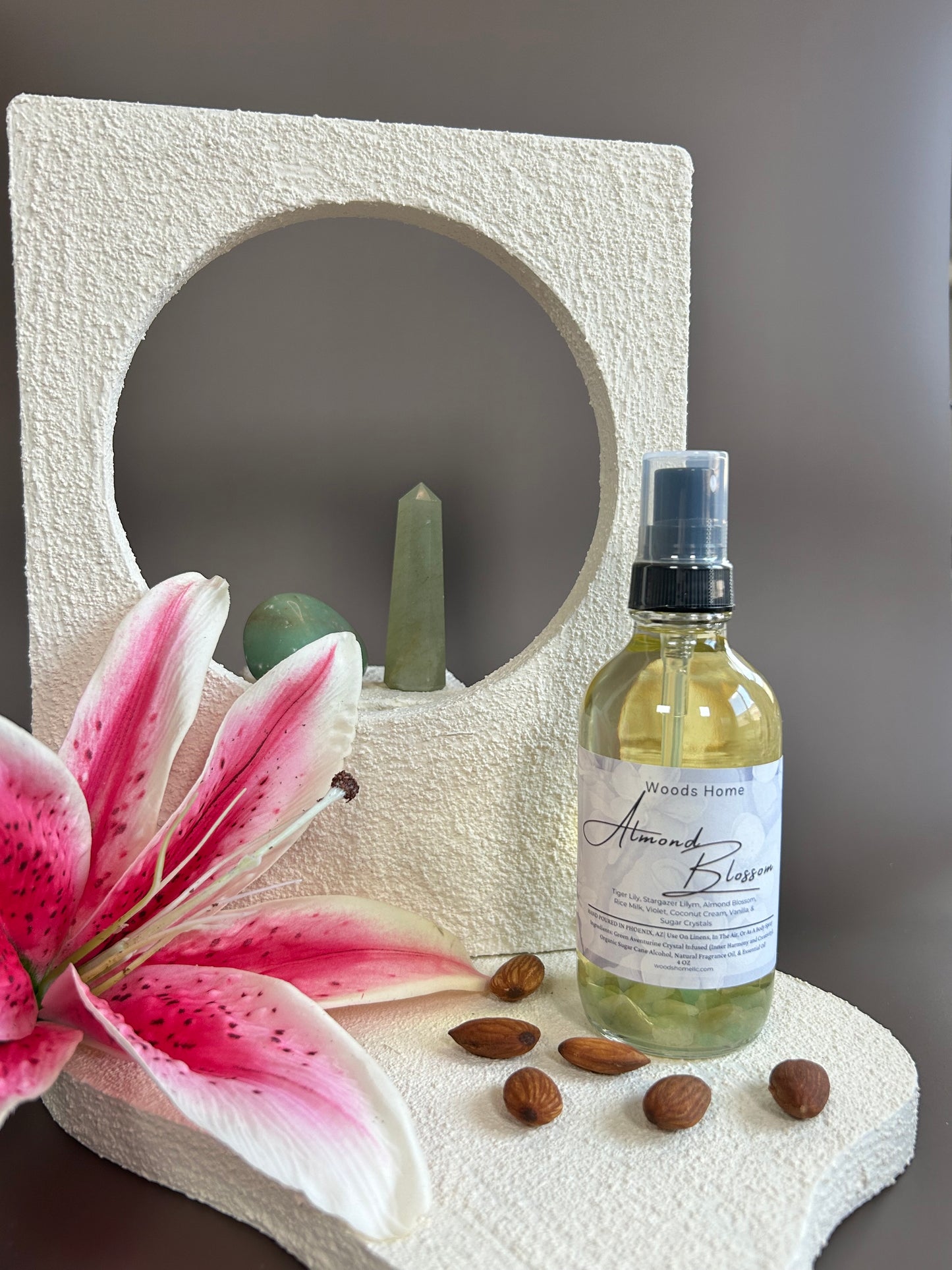 Almond Blossom — Green Aventurine Crystal-Infused Aromatherapy Spray