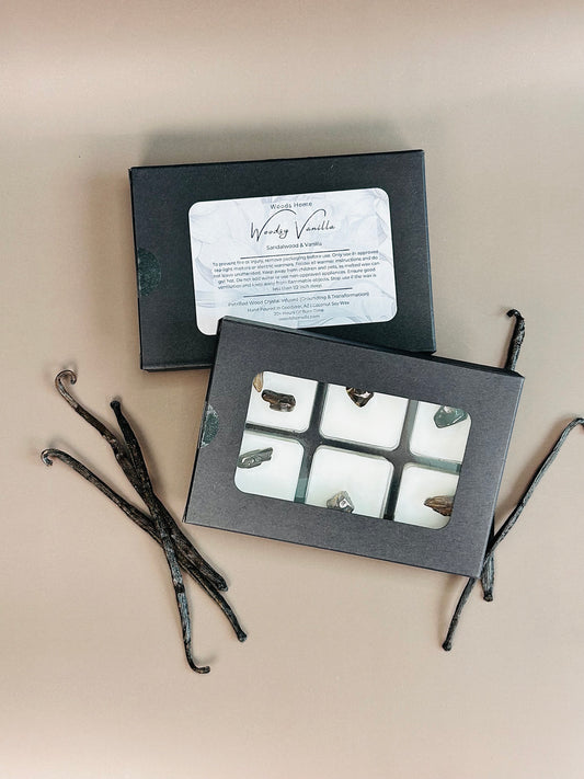 Woodsy Vanilla · Crystal-Infused Wax Melt