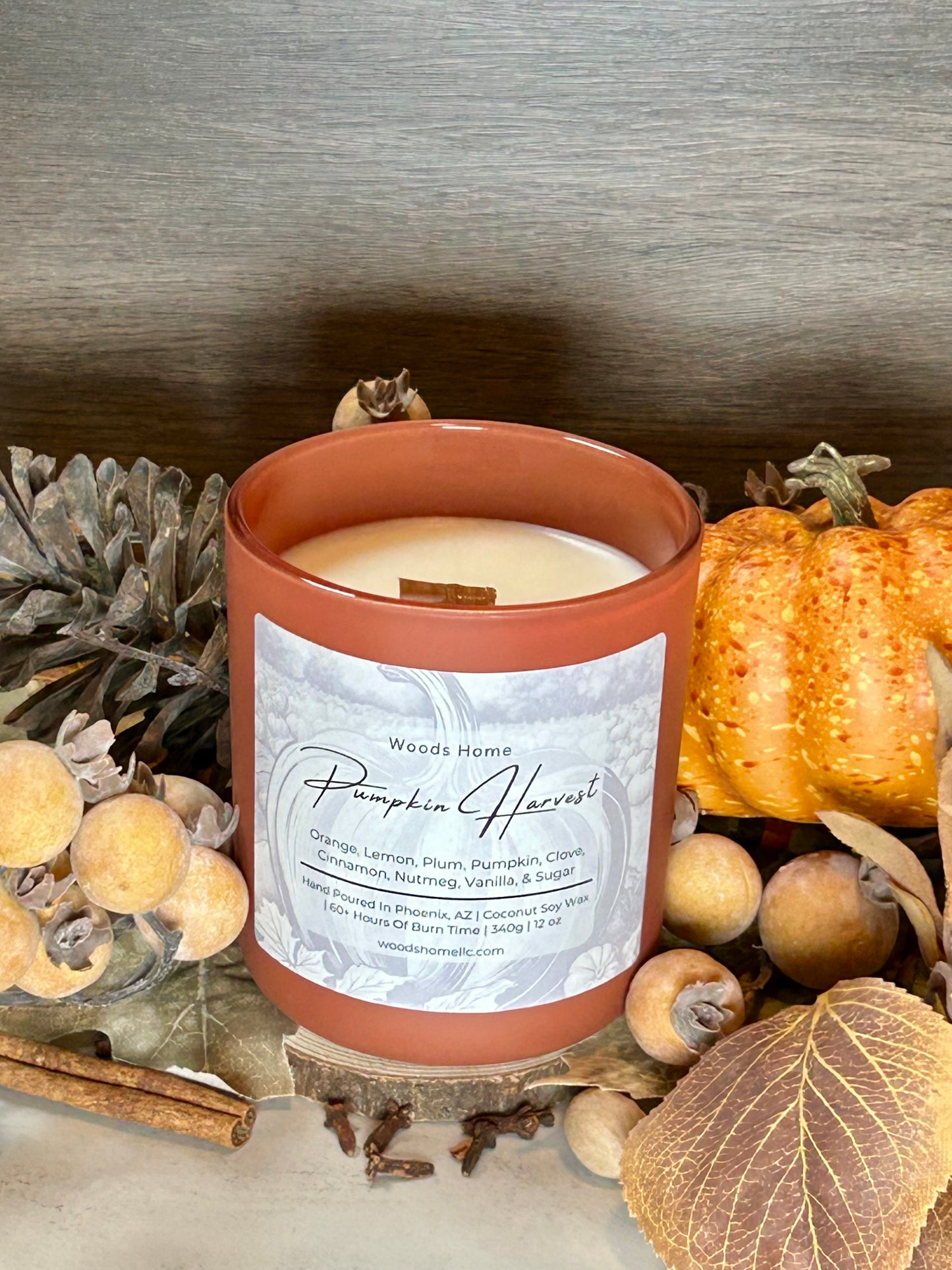 Pumpkin Harvest Wooden Wick 12oz