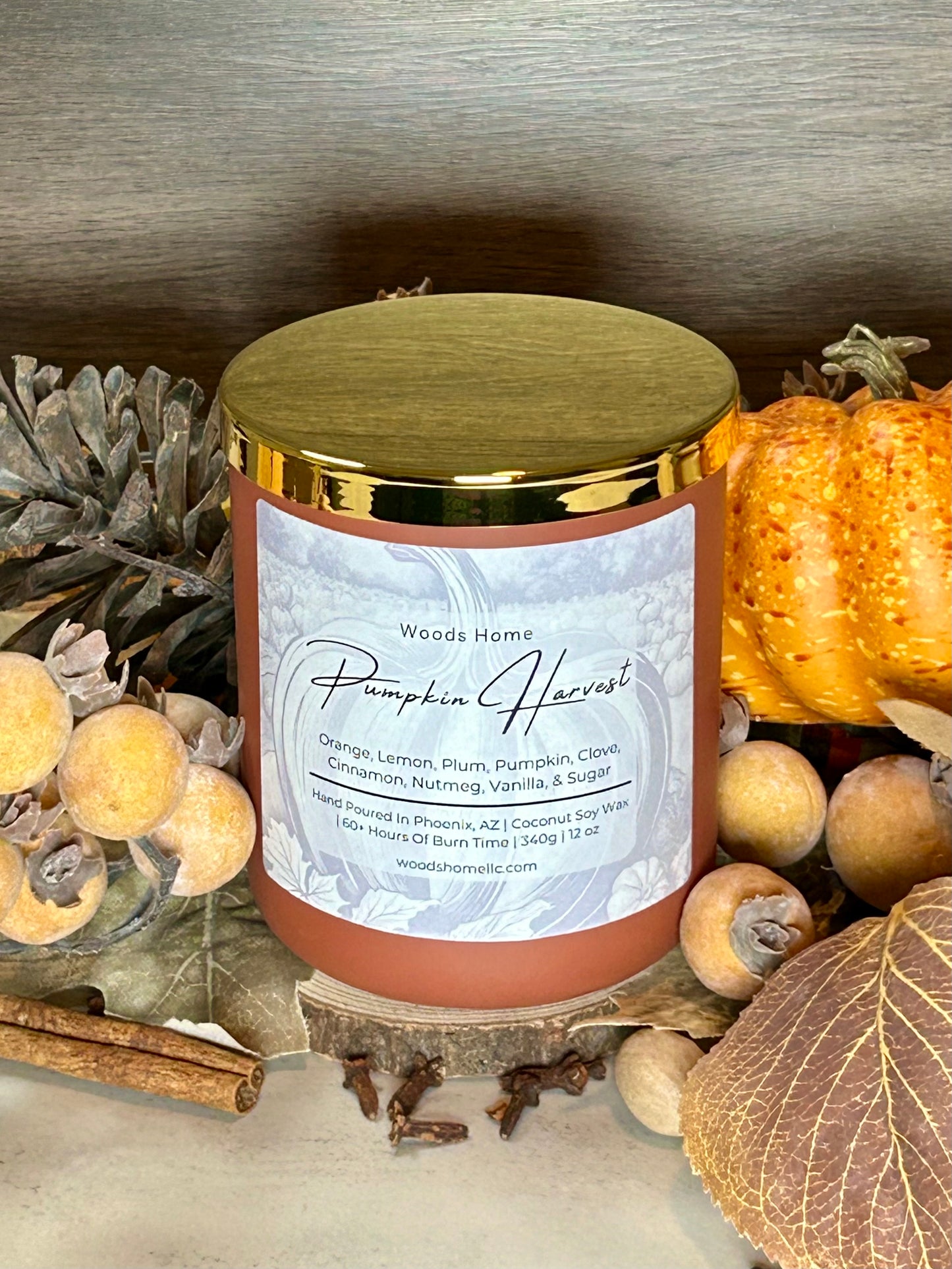 Pumpkin Harvest Wooden Wick 12oz