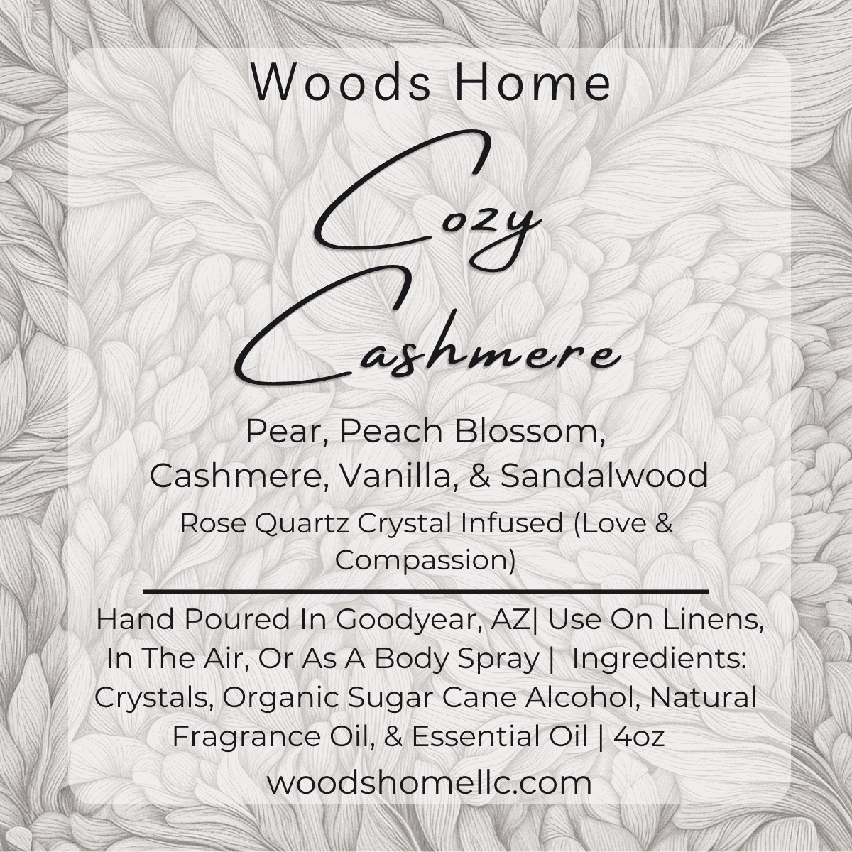 Cozy Cashmere — Rose Quartz Crystal-Infused Aromatherapy Spray